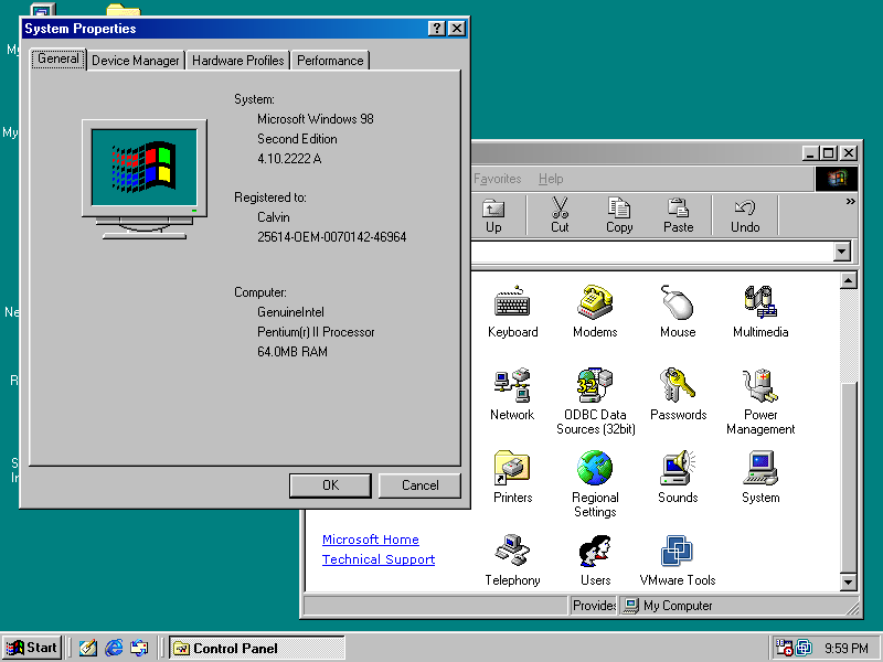 Windows 98 System Properties (1998)